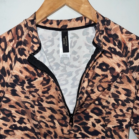 Nip Tuck Swim Rash Guard Top Women's Size 4 US Leopard‎ Print Long Sleeve Swim - Picture 7 of 10